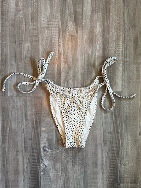Xhilaration White Bikini Bottoms with Black Spot Print